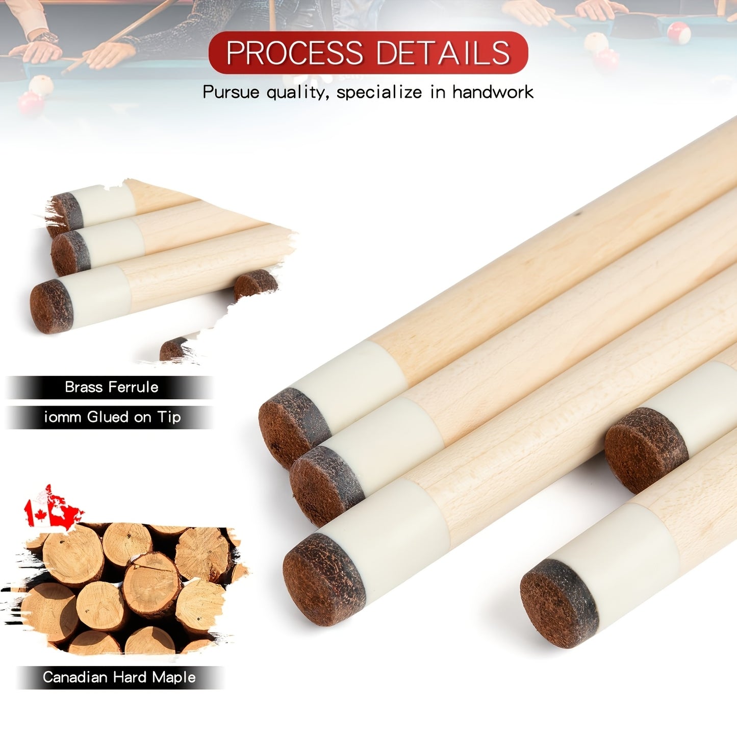SEARVGRH Maple Pool Cue for Snooker and Billiards Elite