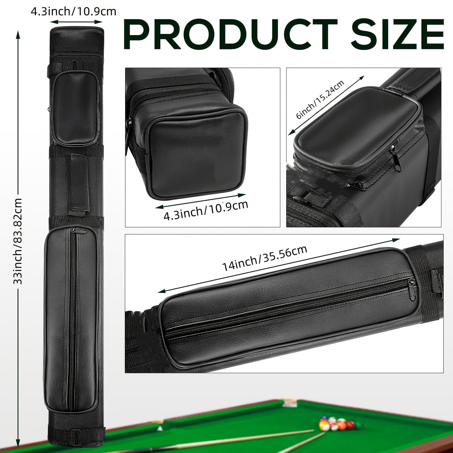 UNIT Pool Cue Hard Case 9 Slots Chalk Cubes Durable