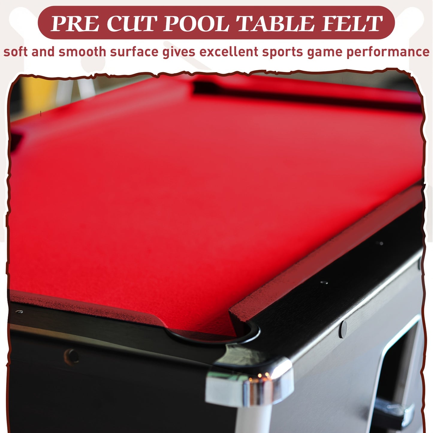 Pre-Cut Billiard Fabric Replacement With Six Cloth Strips And Bumpers