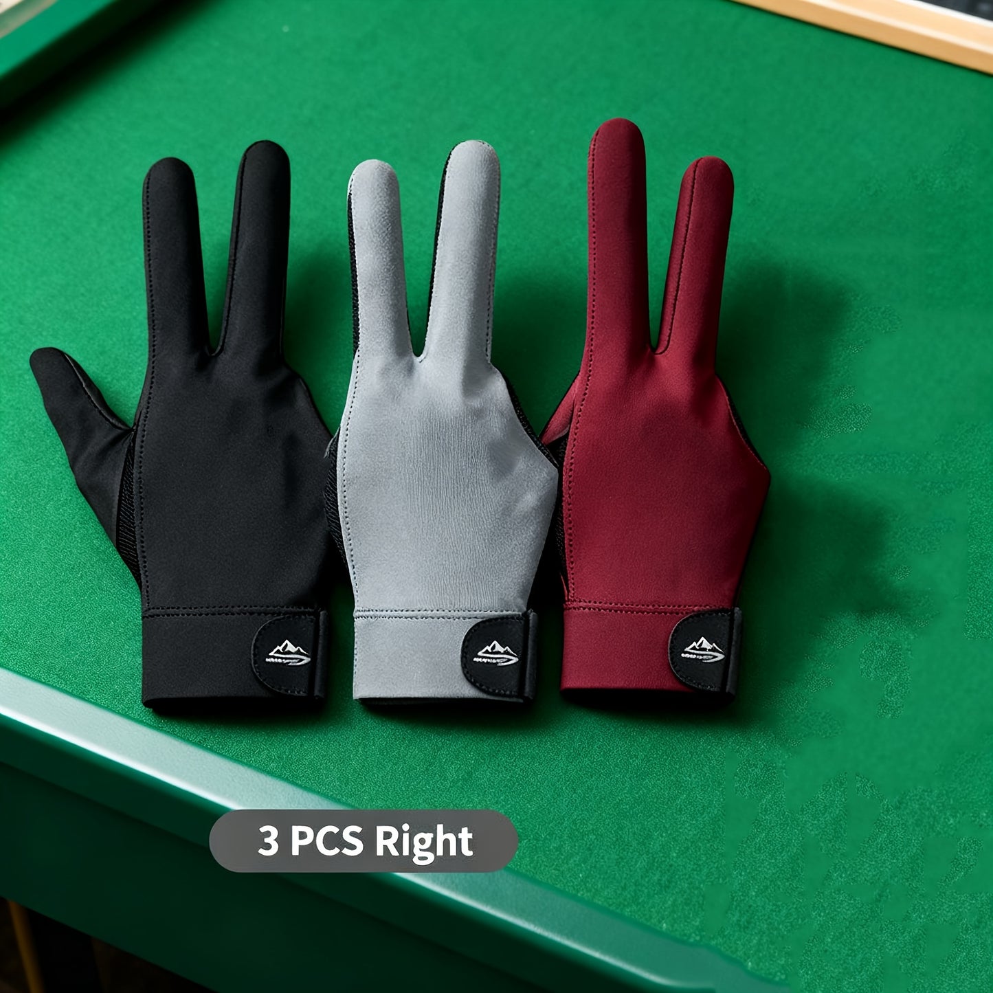 Breathable Anti Slip Billiard Glove 3pc Left Hand Three Fingers