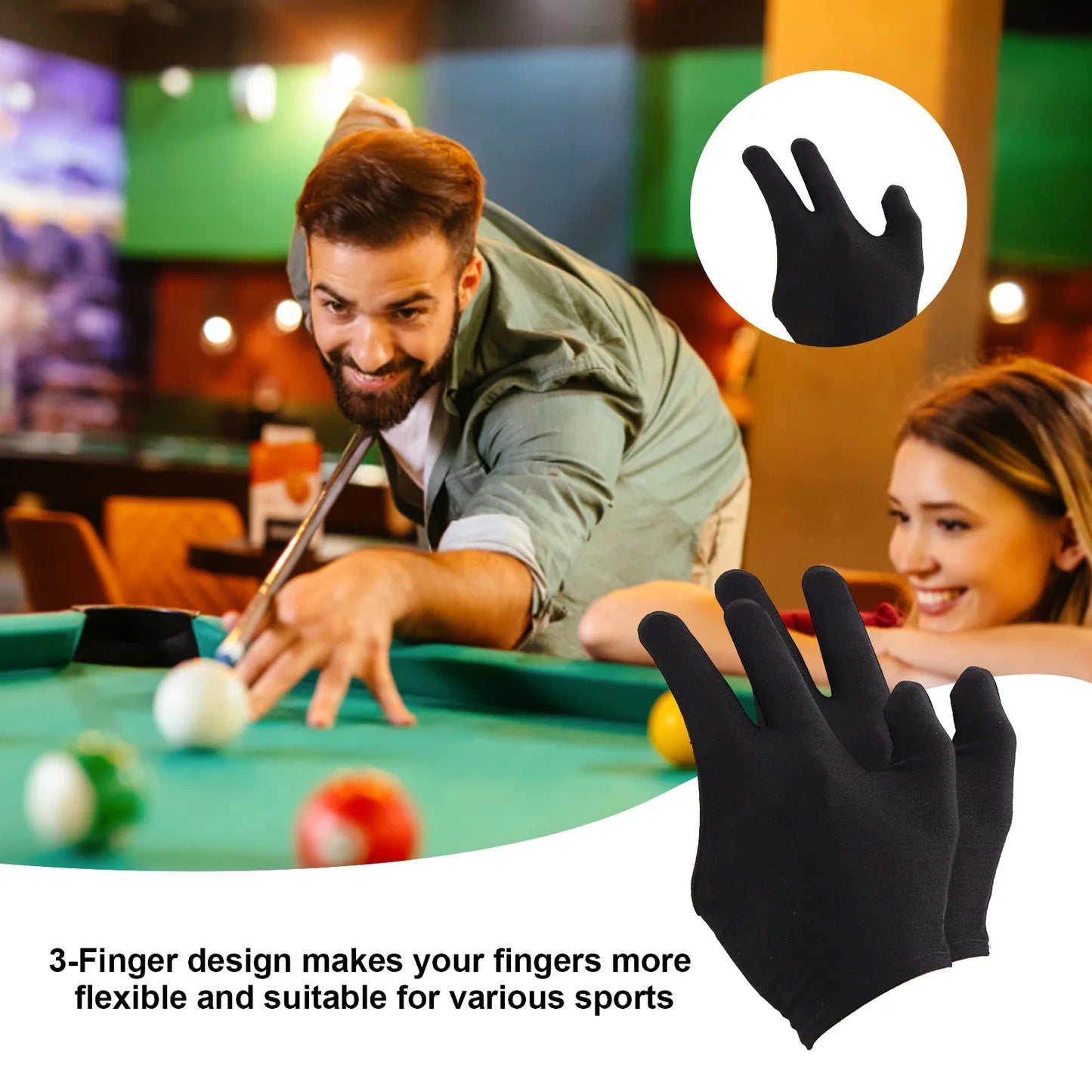 Billiard Finger Gloves Embroidered Breathable Absorb Sweat Anti-slip Pool