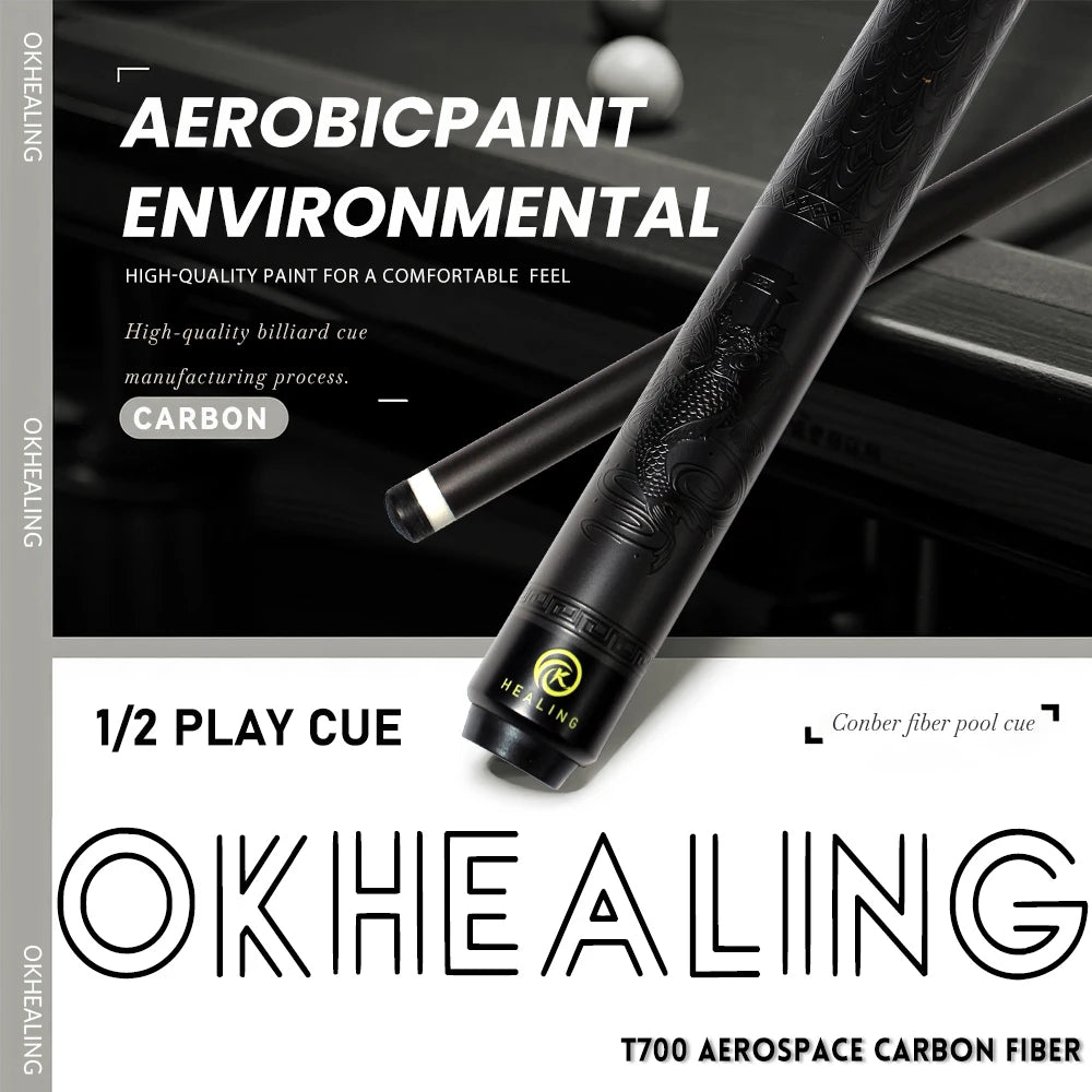 OKHEALING Carbon Fiber Billiard Cue Low Deflection Pool Cue