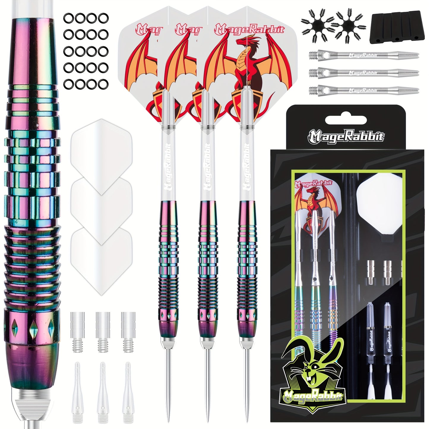 MageRabbit Professional 3-Piece 16g Brass Hard Darts Set with Adapter