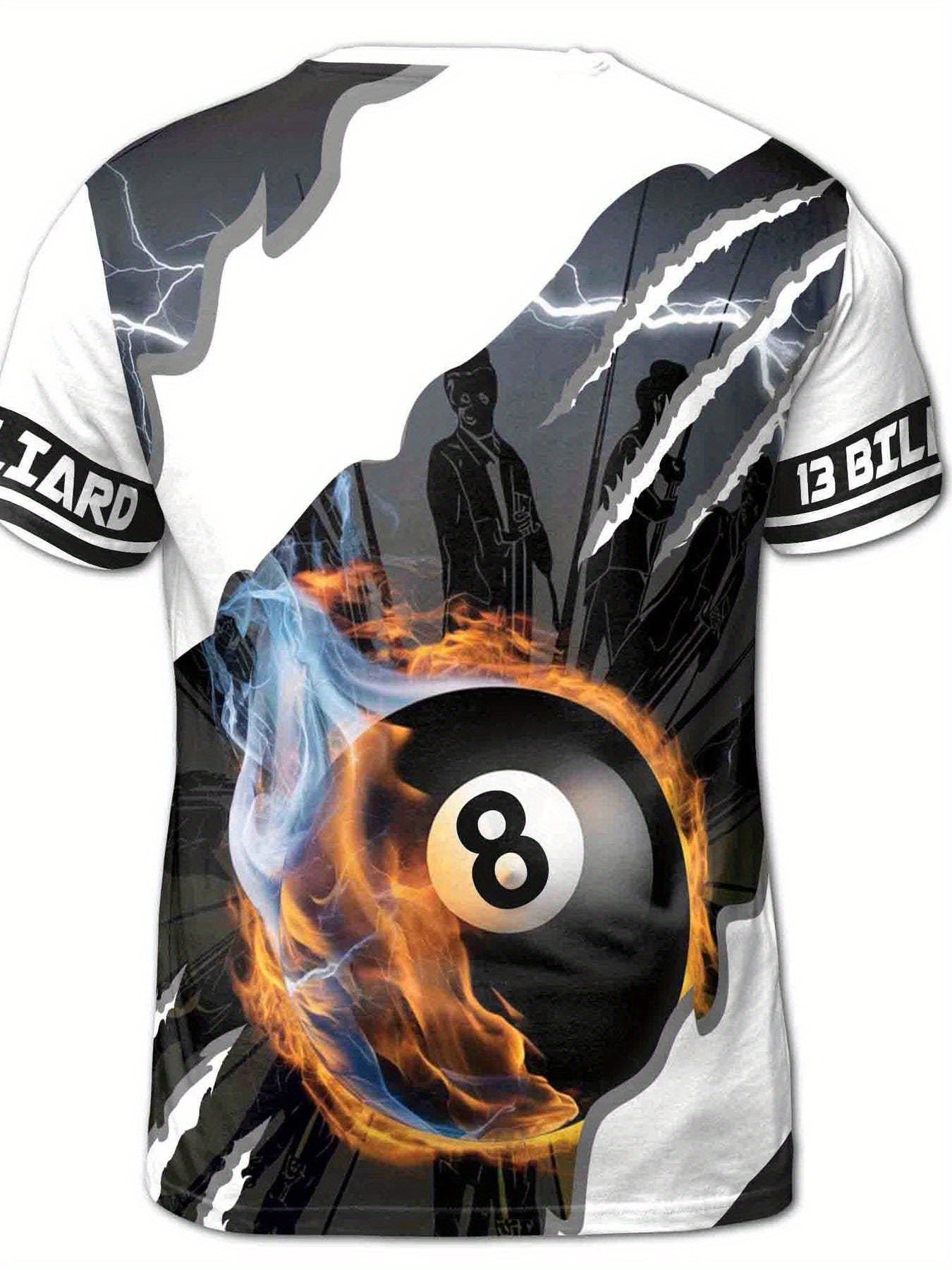 Billiards 8 Balls Patterned Polyester Mens T Shirt