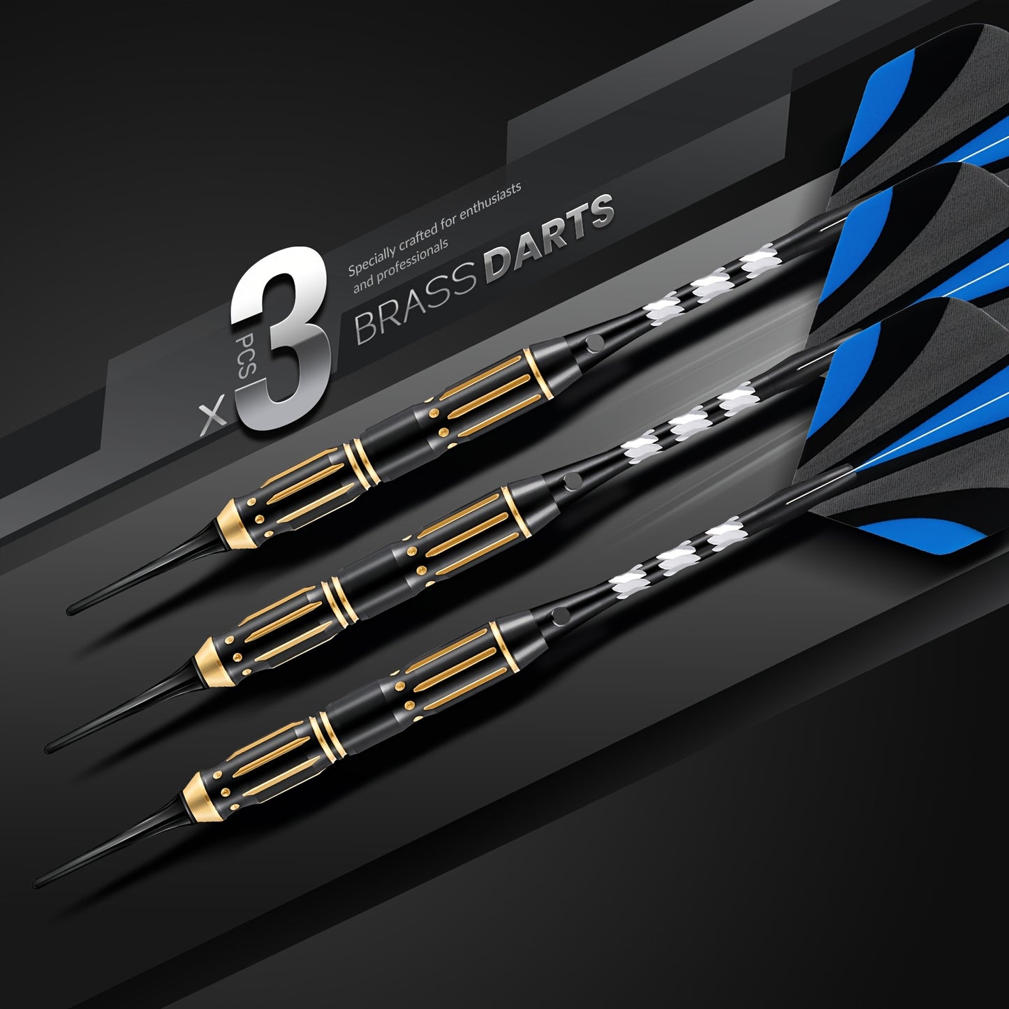 Set Of 3 Copper Soft Tip Darts For Electronic Dartboard Games