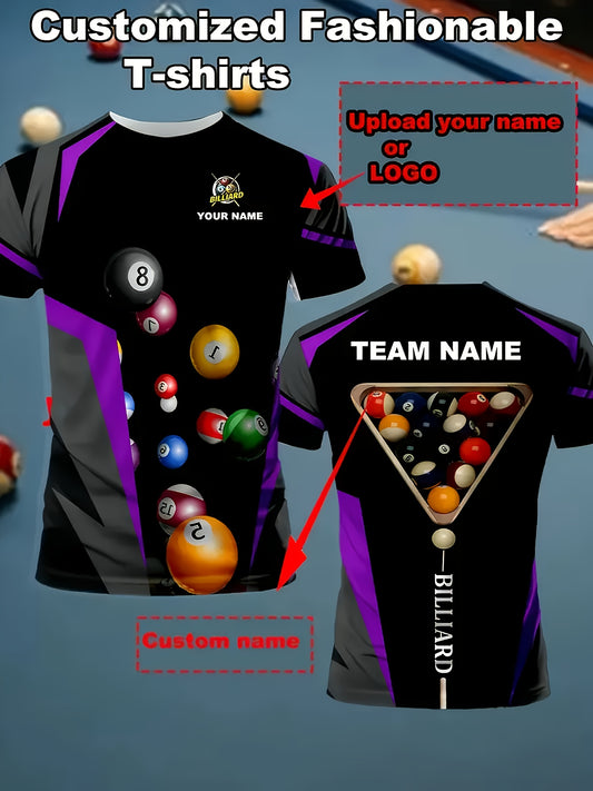 Comforta Customizable Mens 3D Printed Billiard Tee With Names