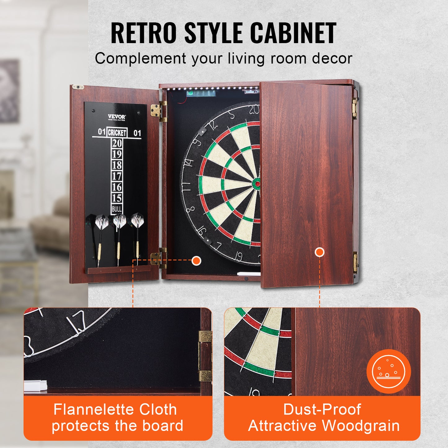 VEVOR Dartboard And Cabinet Set With Steel Tip Darts