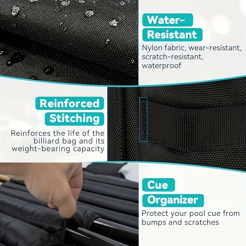 Oxford Cloth Billiard Cue Case Holds 3 Cues 4 Shafts
