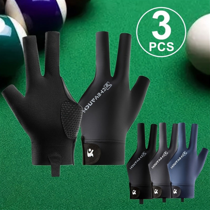 Three Finger Billiards Cue Gloves Three Pack Elastic Breathable Fabric