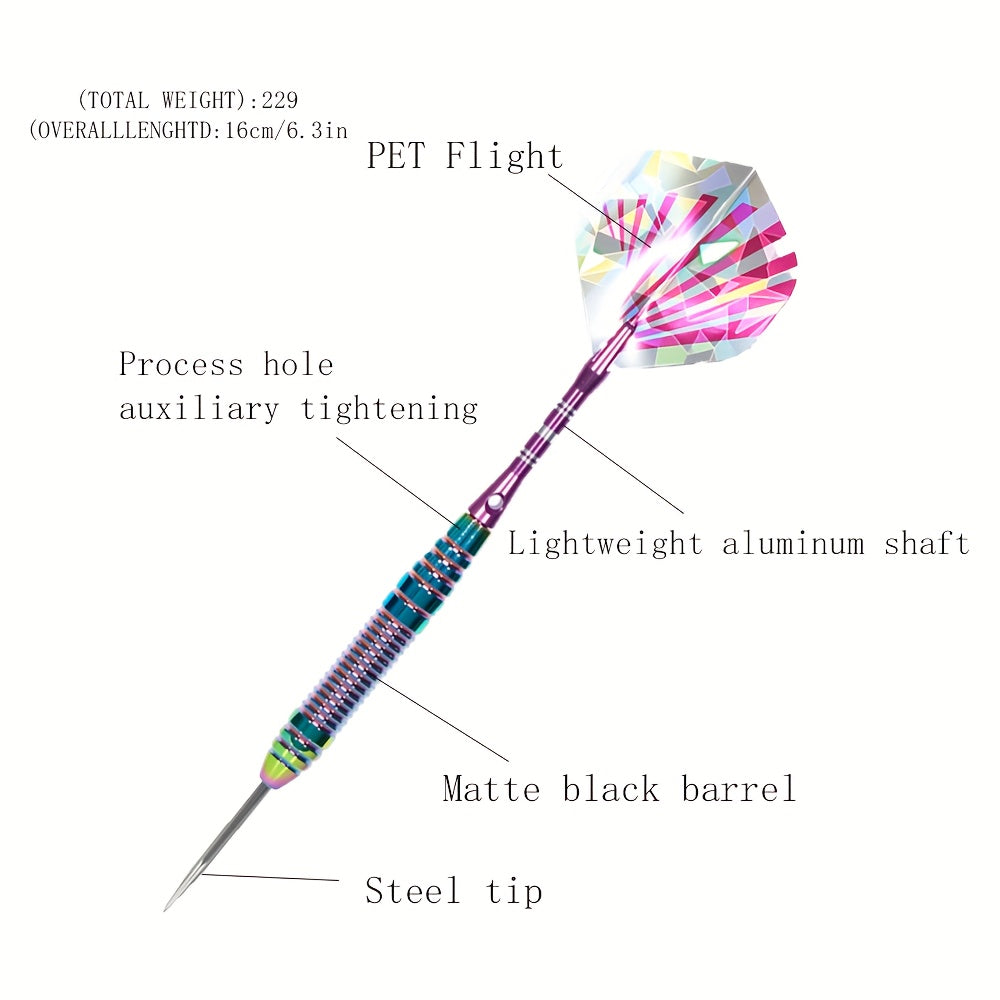Three Piece Hard Dartboard Dart Set With Aluminum Shafts
