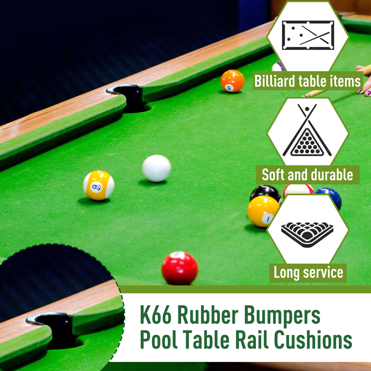 Pool Table Tacks 6pcs of Billiards Table Rubber Buffers | 8-Foot Billiards Table Track ...