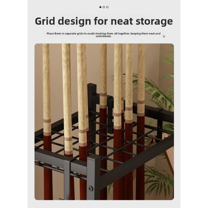 Heavy-Duty Wrought Iron Snooker Cue Rack Wall Mounted Dust-Proof Finish