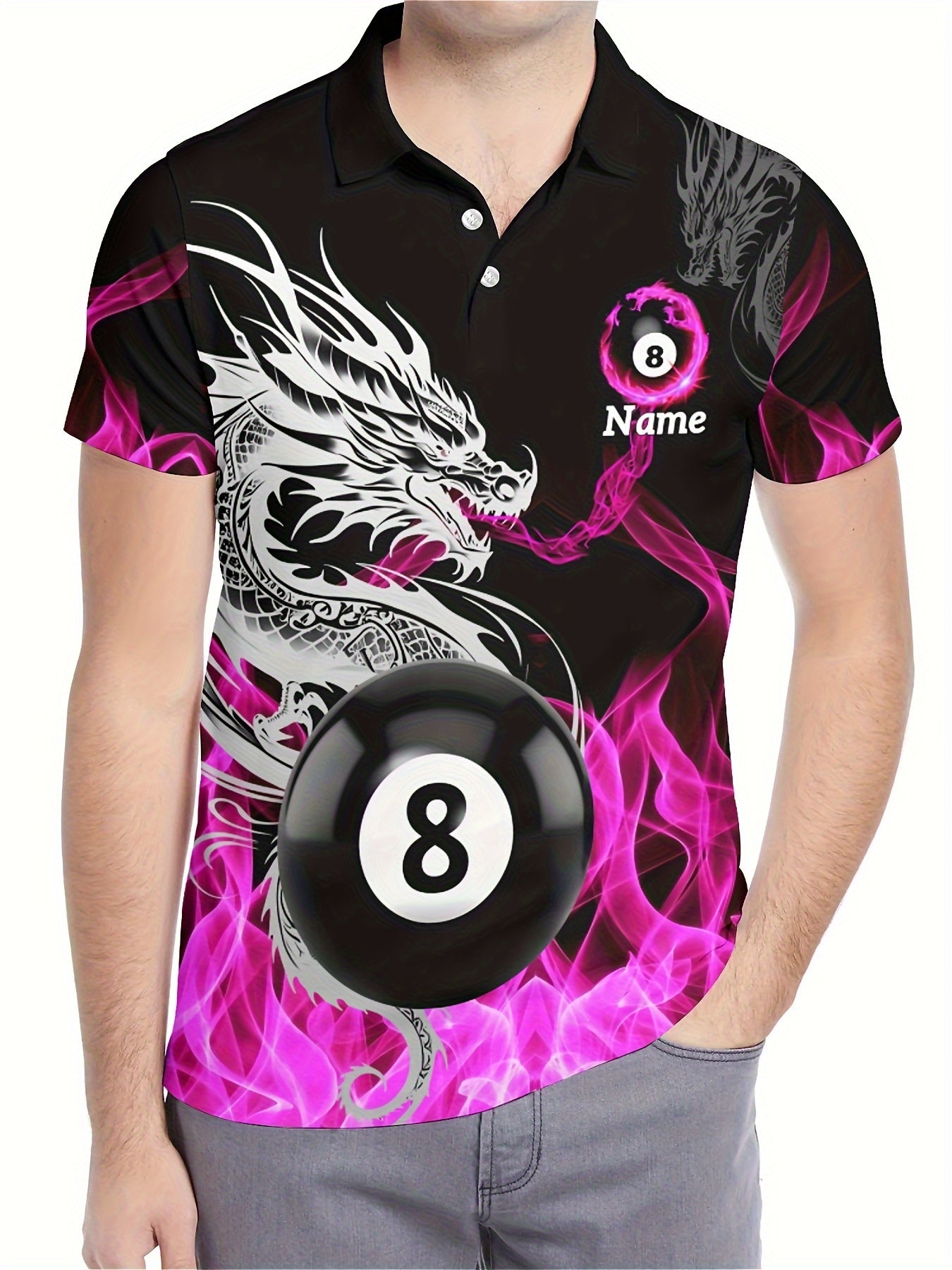 Custom Dragon 8 Billiard Polo Shirt With Personalization