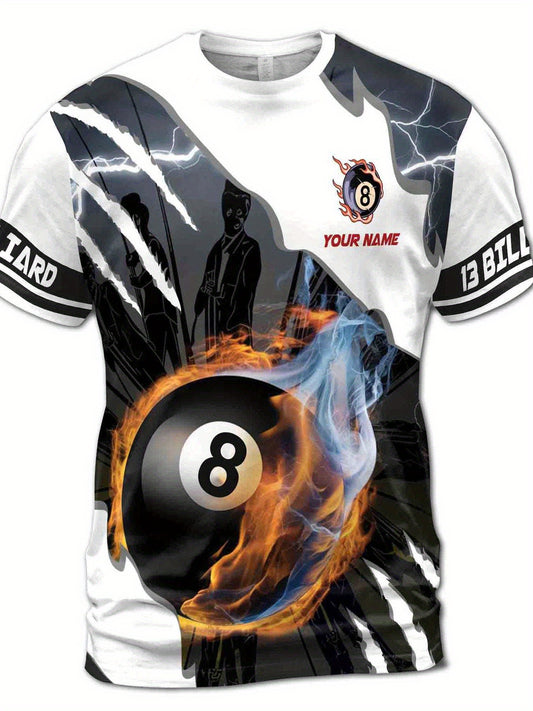Billiards 8 Balls Patterned Polyester Mens T Shirt
