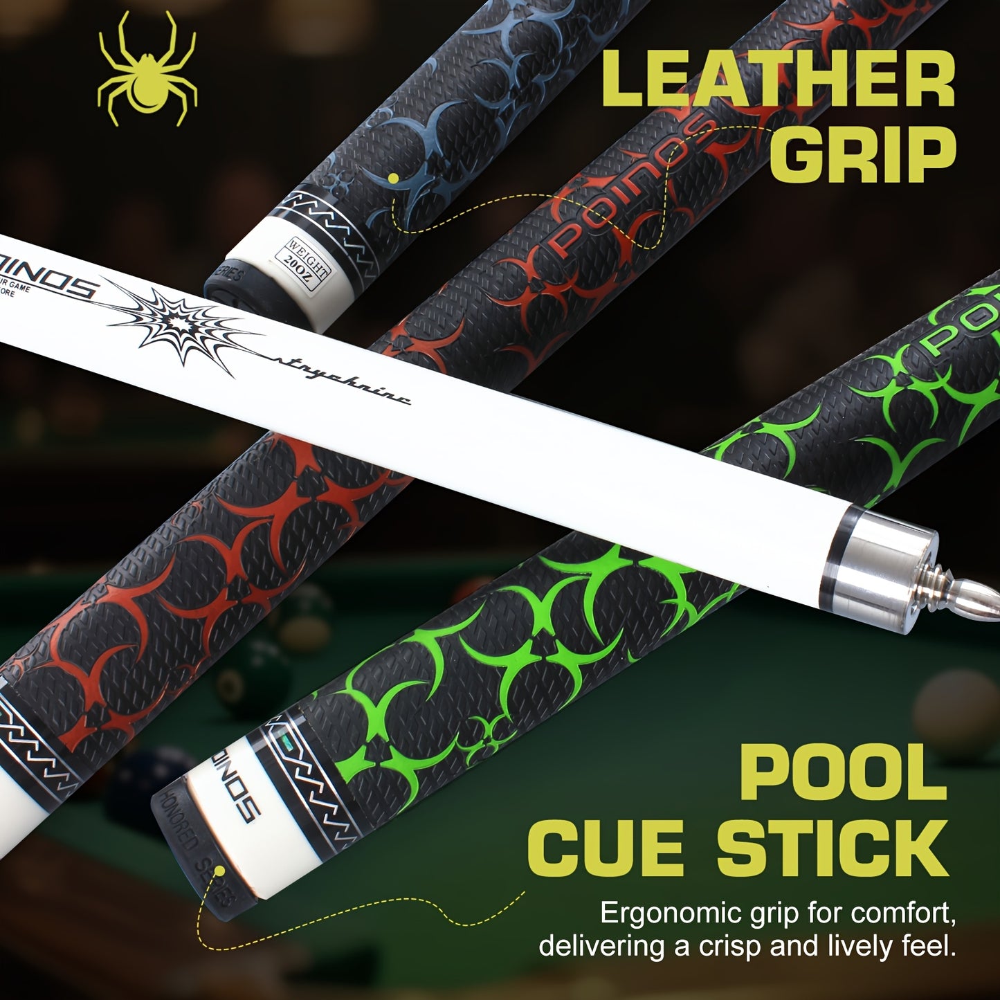 POINOS R Series Carbon Fiber Pool Cue With XTC Ferrule Multi Layer Tip Grip