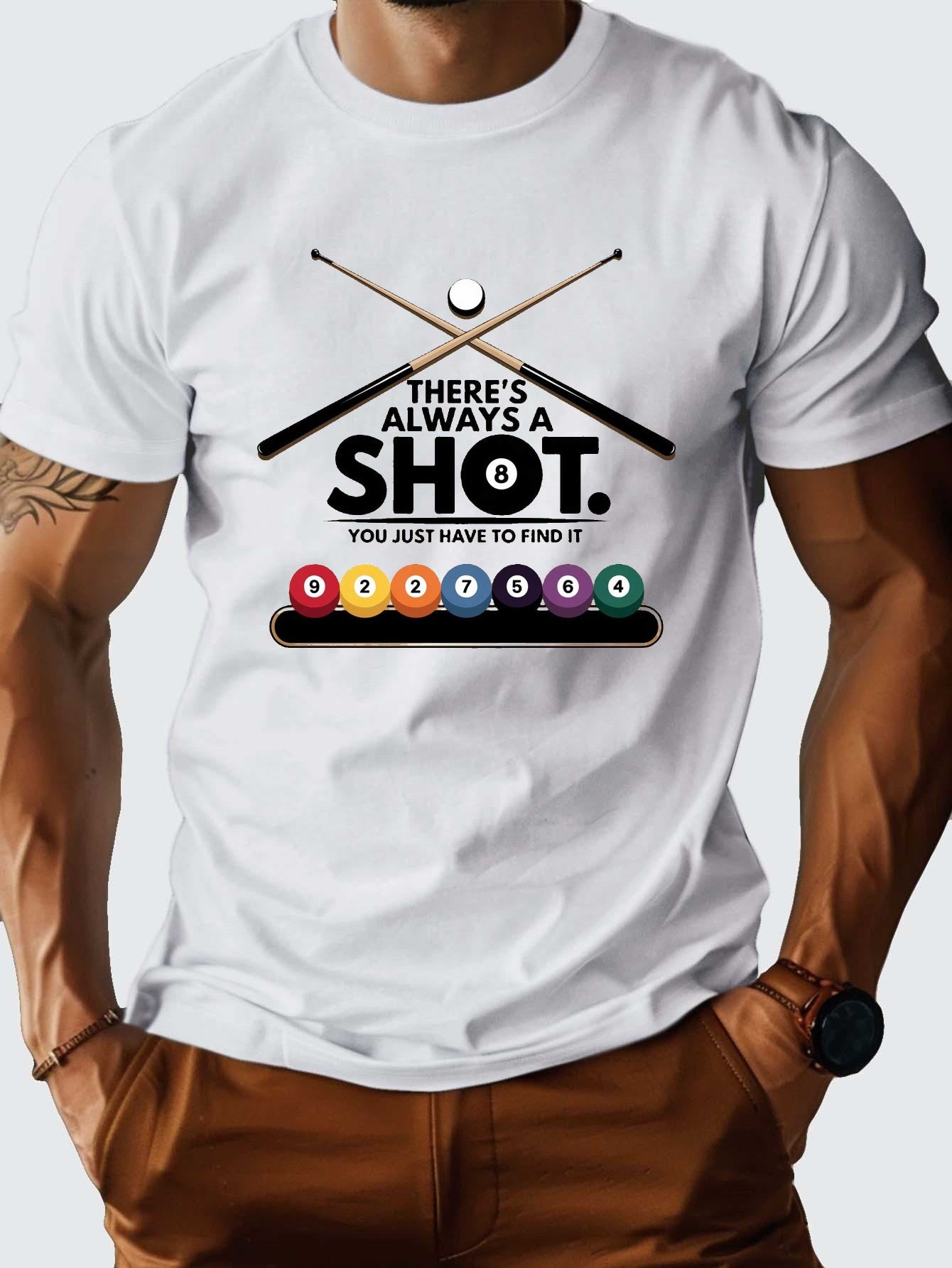 Always A Shot Billiard Cues Mens T Shirt With Markings