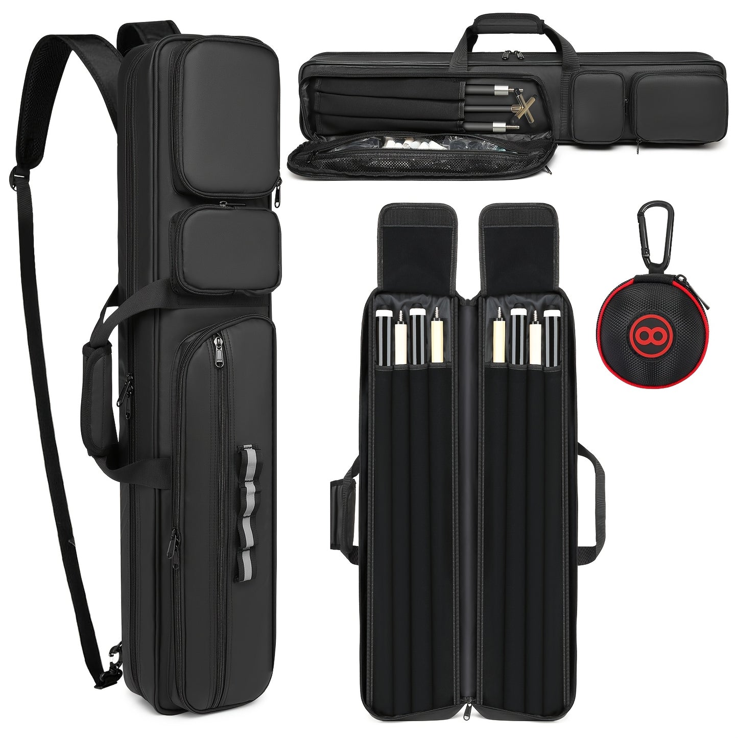 FANNOS Pool Cue Case 4x4 With Hidden Backpack Strap