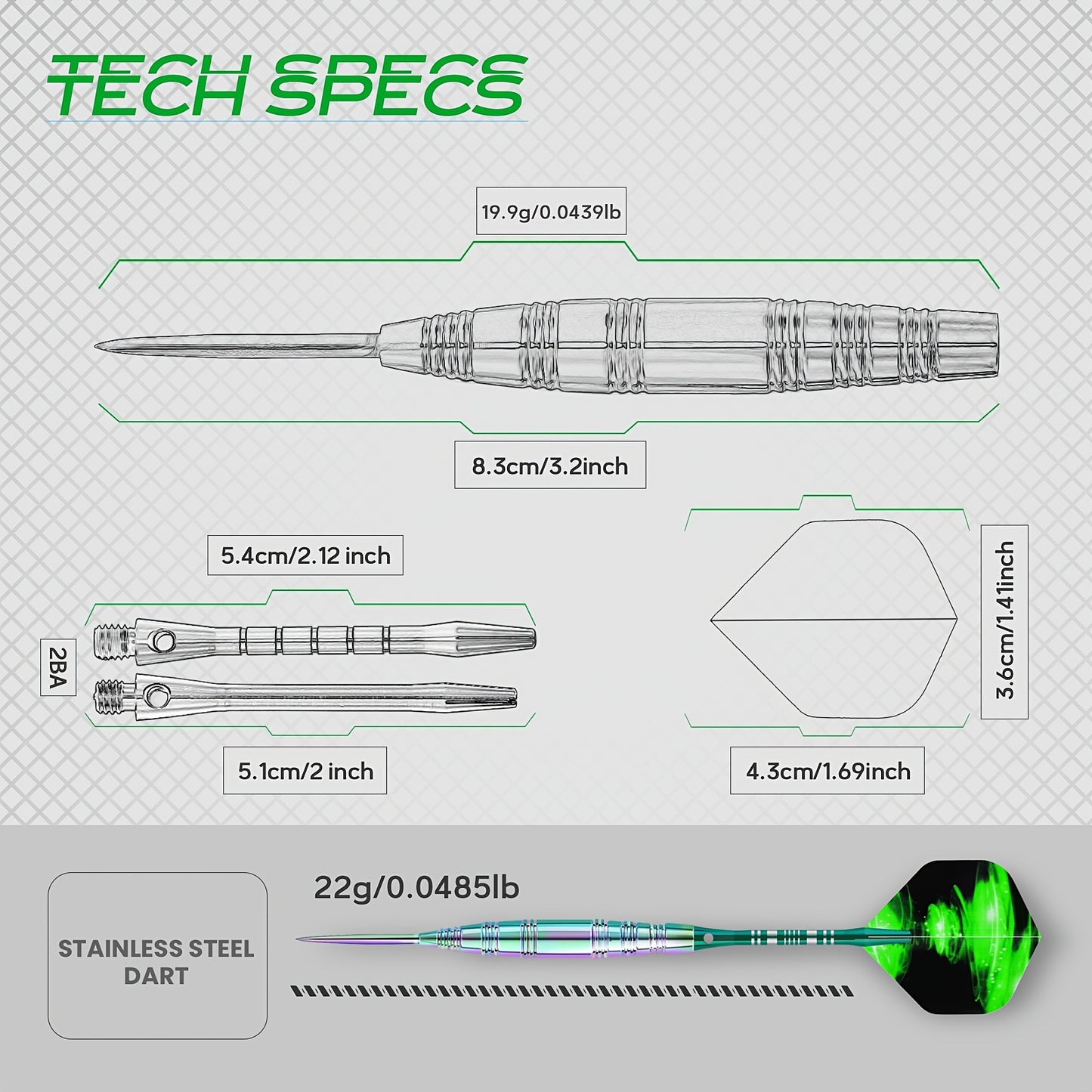 42 Piece Professional Steel Dart Set With Shafts Tips Case