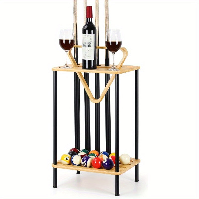 Heavy-Duty Freestanding Pool Cue Holder With Multi-Tiered Design