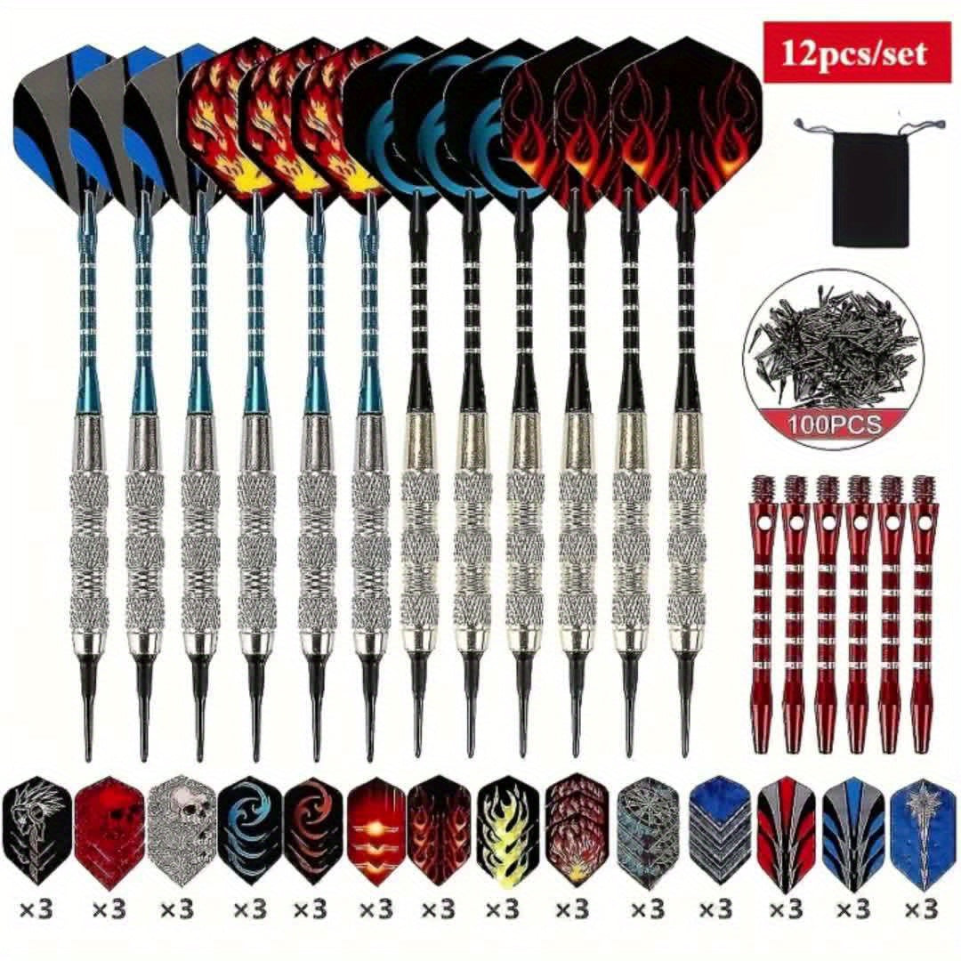 Iron Dart Barrel Soft Tip Set With Aluminum Shafts 100 Plastic Darts 30 Flights