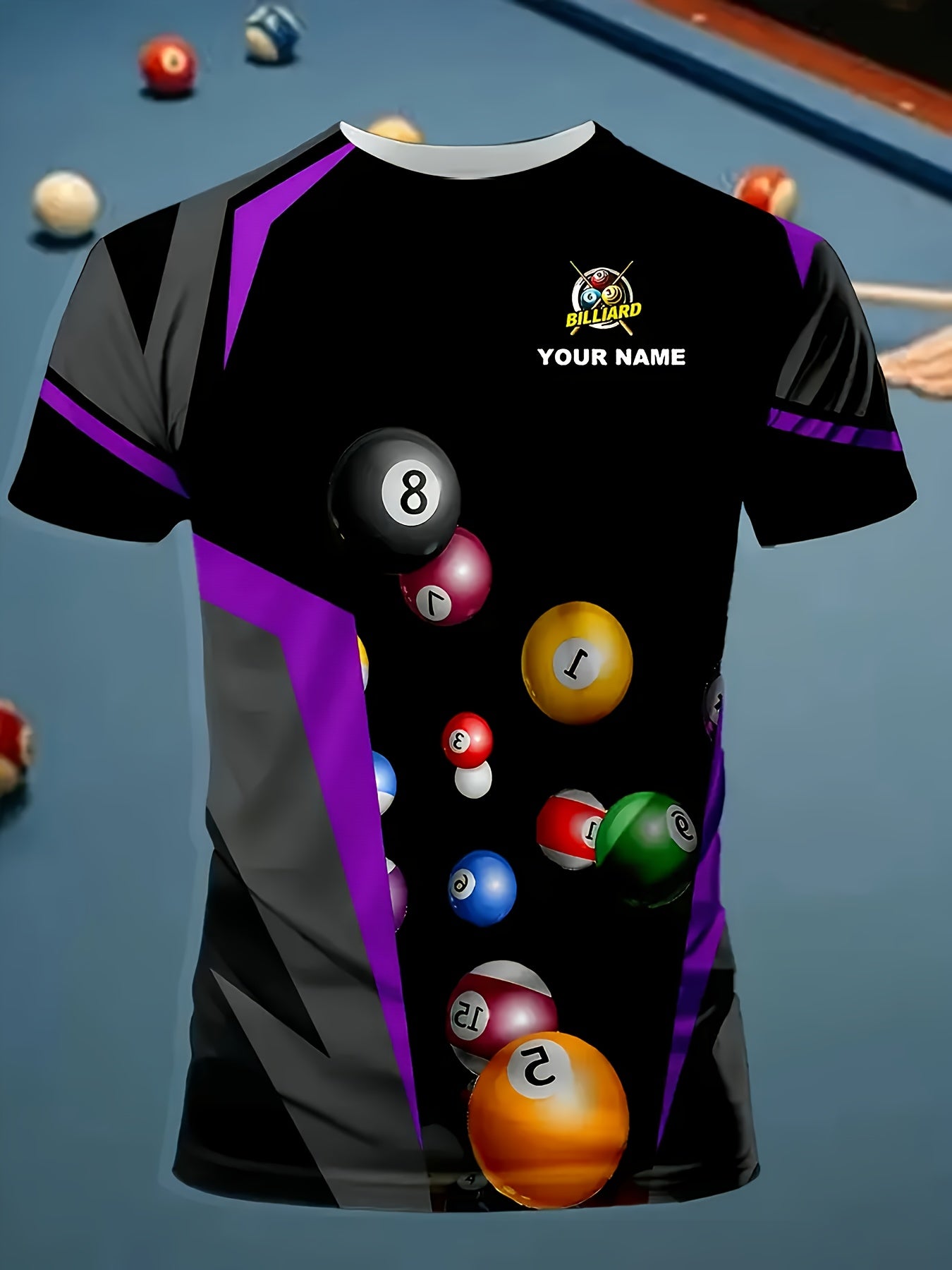 Comforta Customizable Mens 3D Printed Billiard Tee With Names