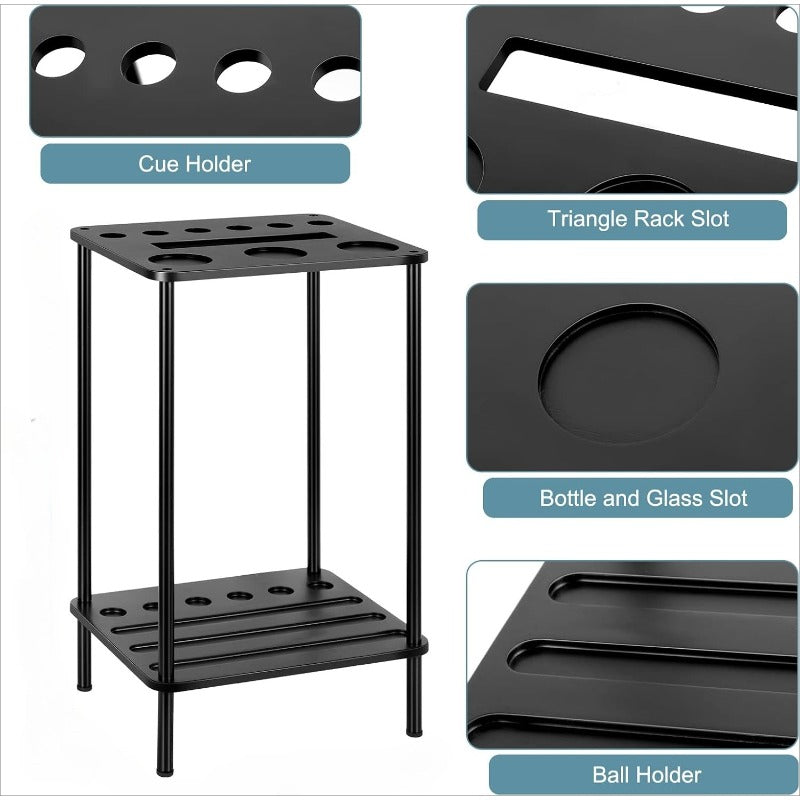 Freestanding Pool Cue Rack Holds 6 Cues Wood Billiard Organizer