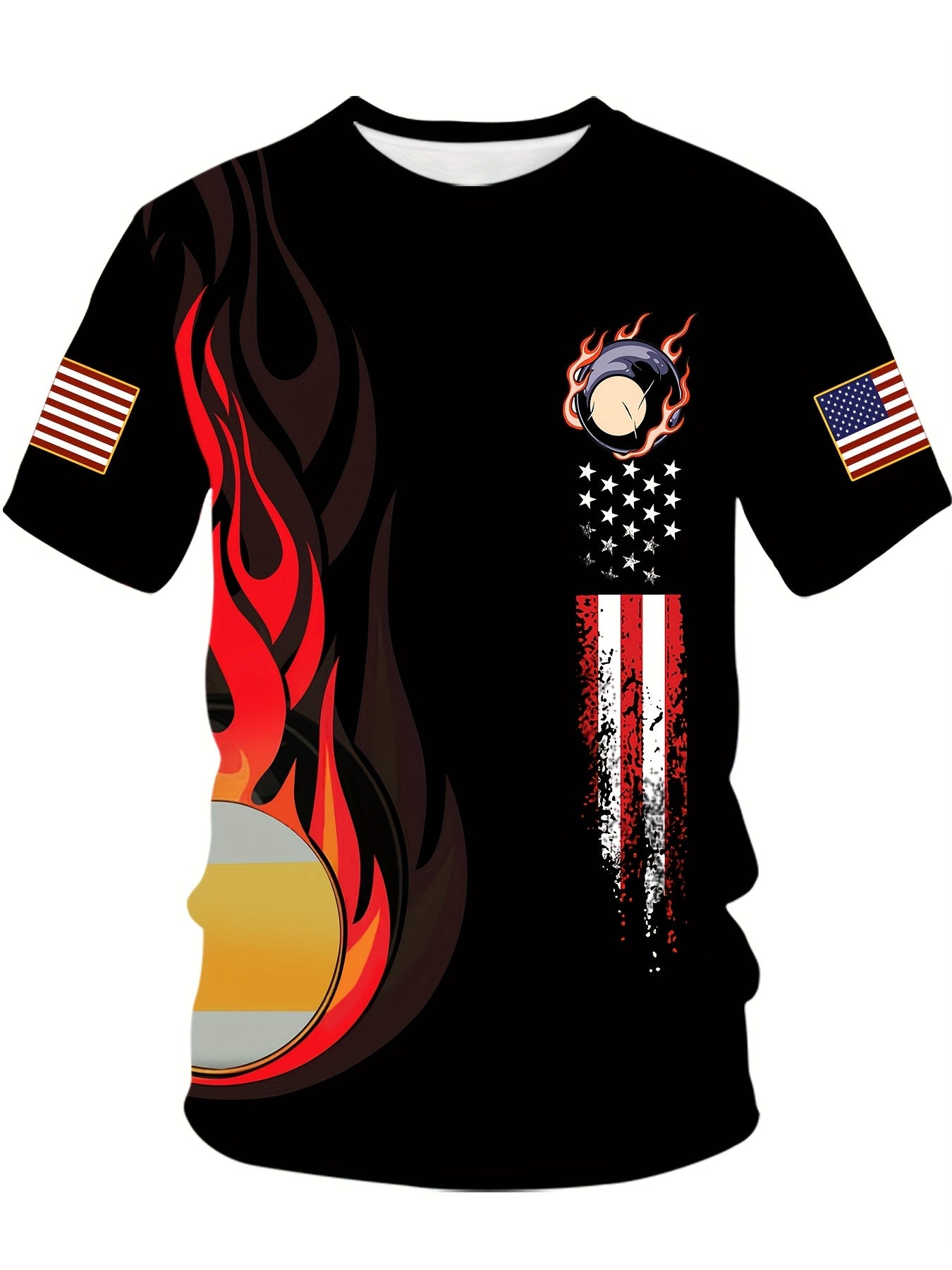 Billiards National Flag Print T Shirt For Men Polyester