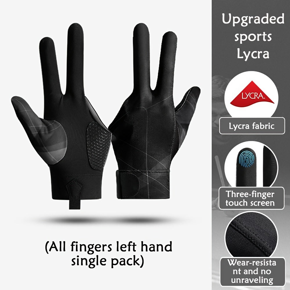 Breathable Anti Slip Billiard Glove 3pc Left Hand Three Fingers