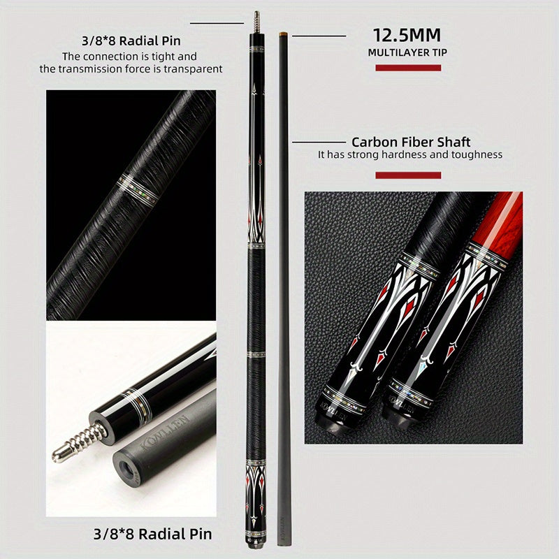 KONLLEN Carbon Fiber Pool Cue Low Deflection For Adults
