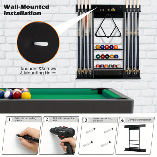 GOPLUS Wall Mounted Billiard Cue Rack Holder for Pool Sticks