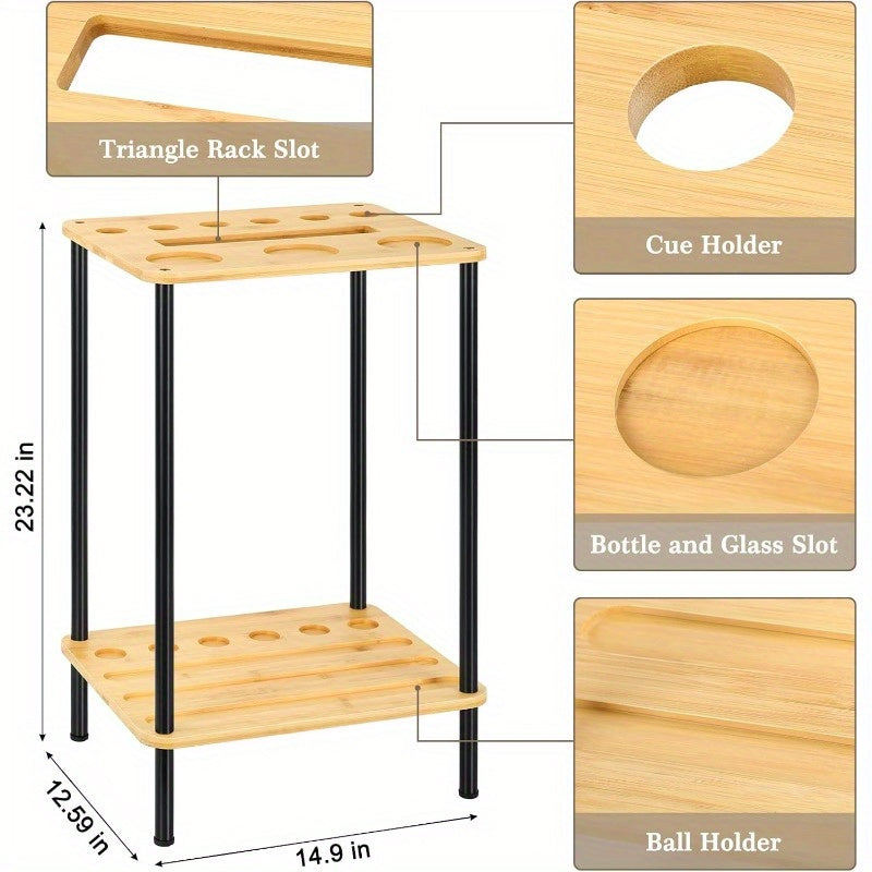 Heavy-Duty Freestanding Pool Cue Holder With Multi-Tiered Design