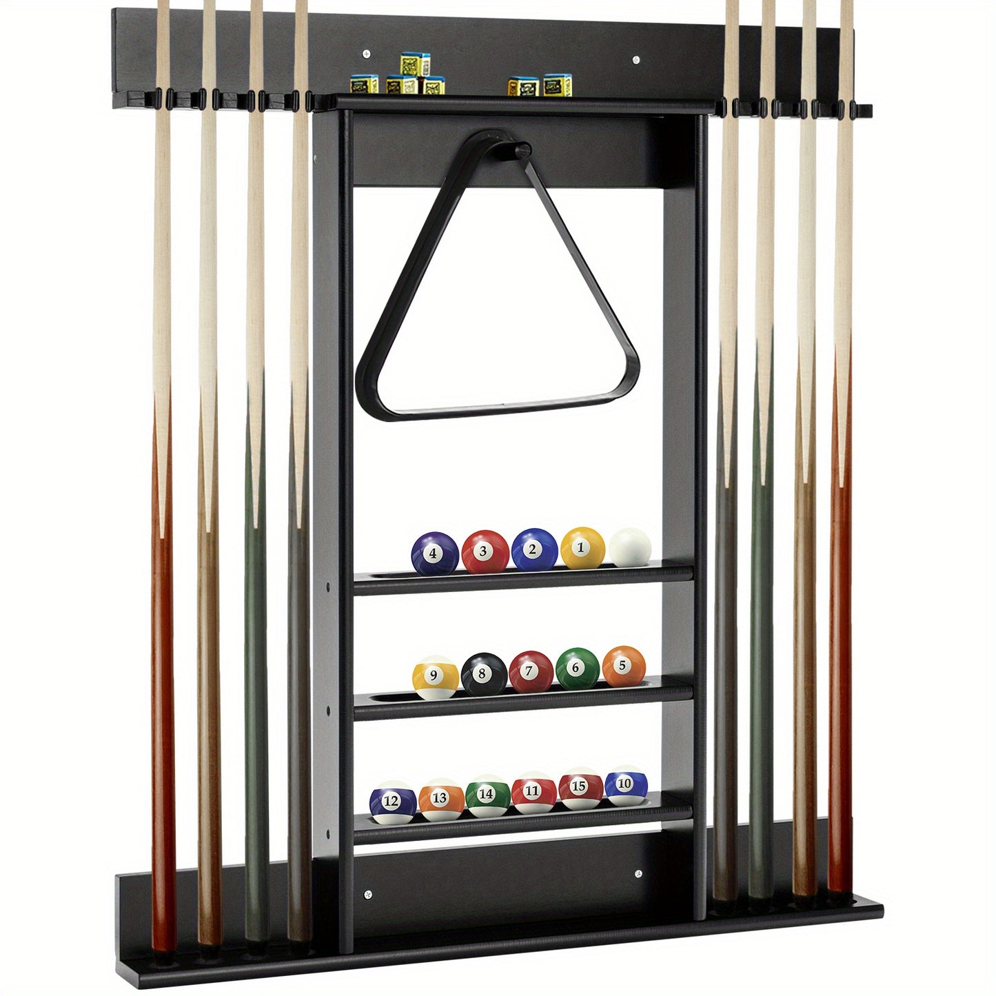 PETSITE Billiard Cue Rack Wall Mounted Pine Holds 8 Cues