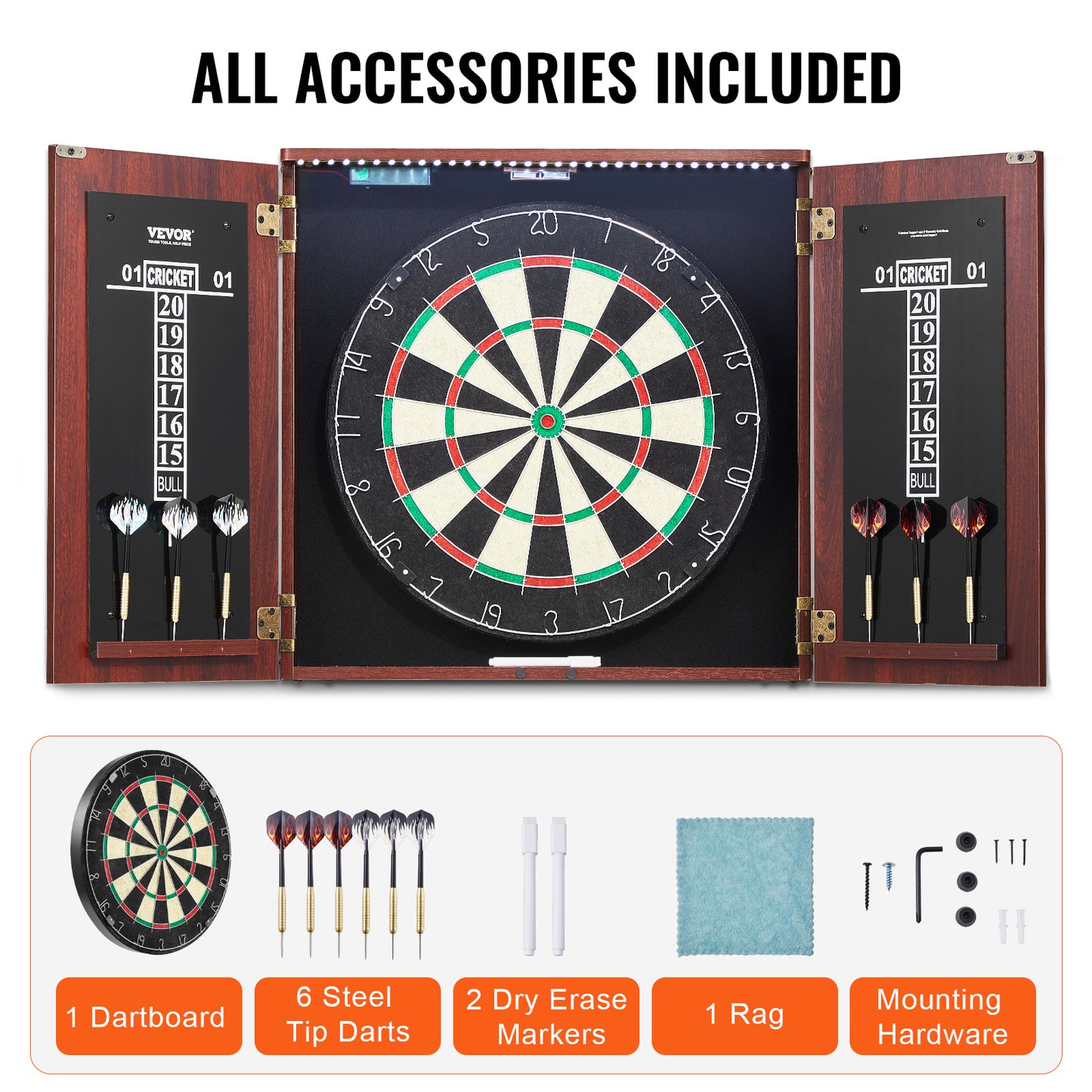 VEVOR Dartboard And Cabinet Set With Steel Tip Darts