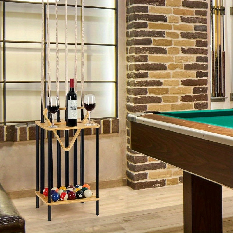 Heavy-Duty Freestanding Pool Cue Holder With Multi-Tiered Design