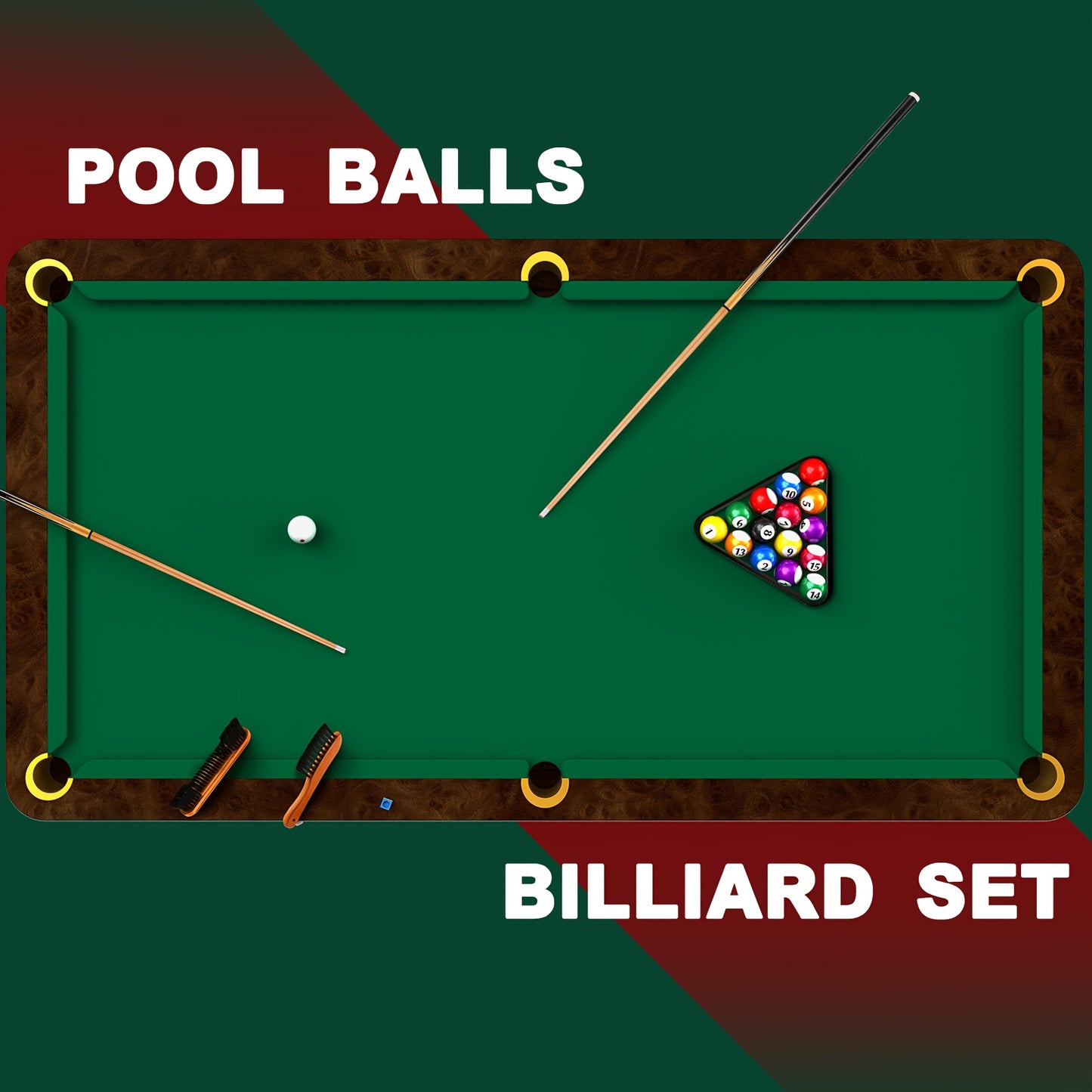 Hungdao Pool Billiard Accessories Set With Balls Sticks Chalks Brush