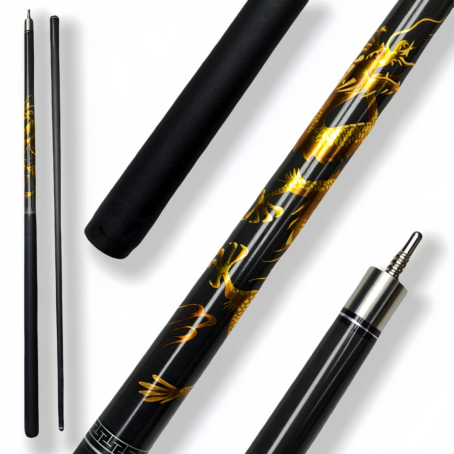Mystical Oriental Dragon Design Handcrafted Wooden Billiard Cue