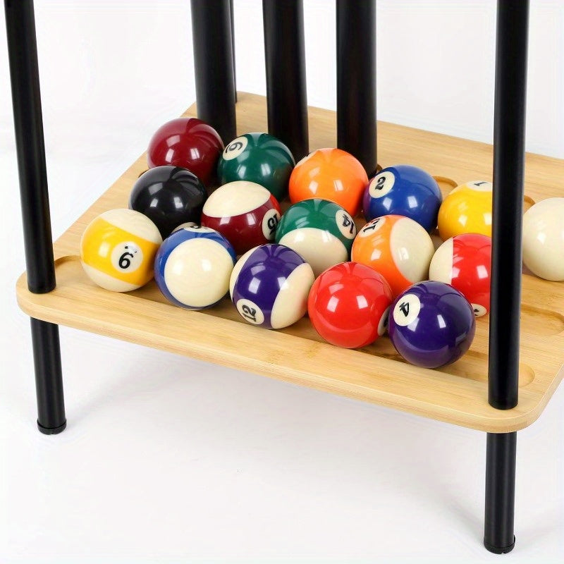 Heavy-Duty Freestanding Pool Cue Holder With Multi-Tiered Design