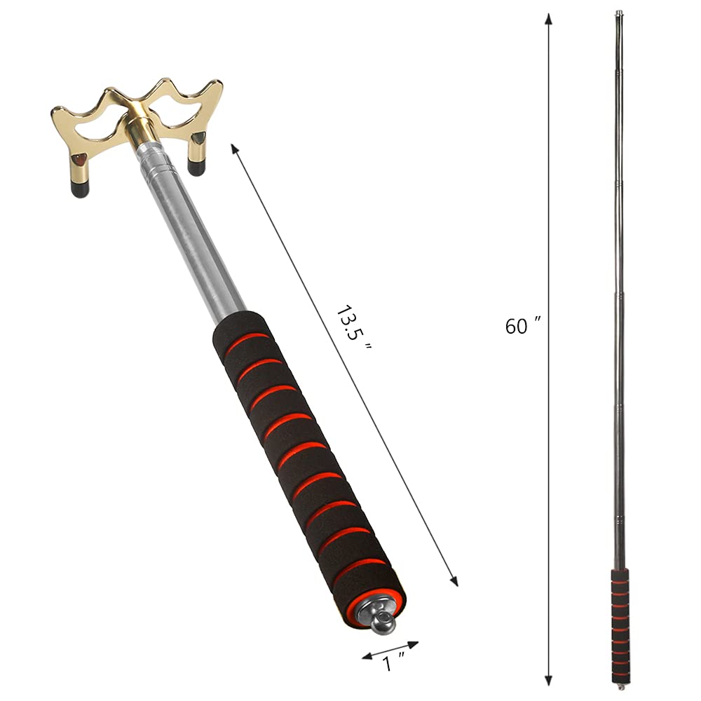 Retractable Billiards Pool Cue Bridge With Brass Head