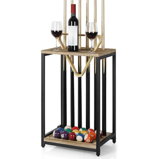 6 Cue Wood Pool Cue Holder Floor Stand For Billiards