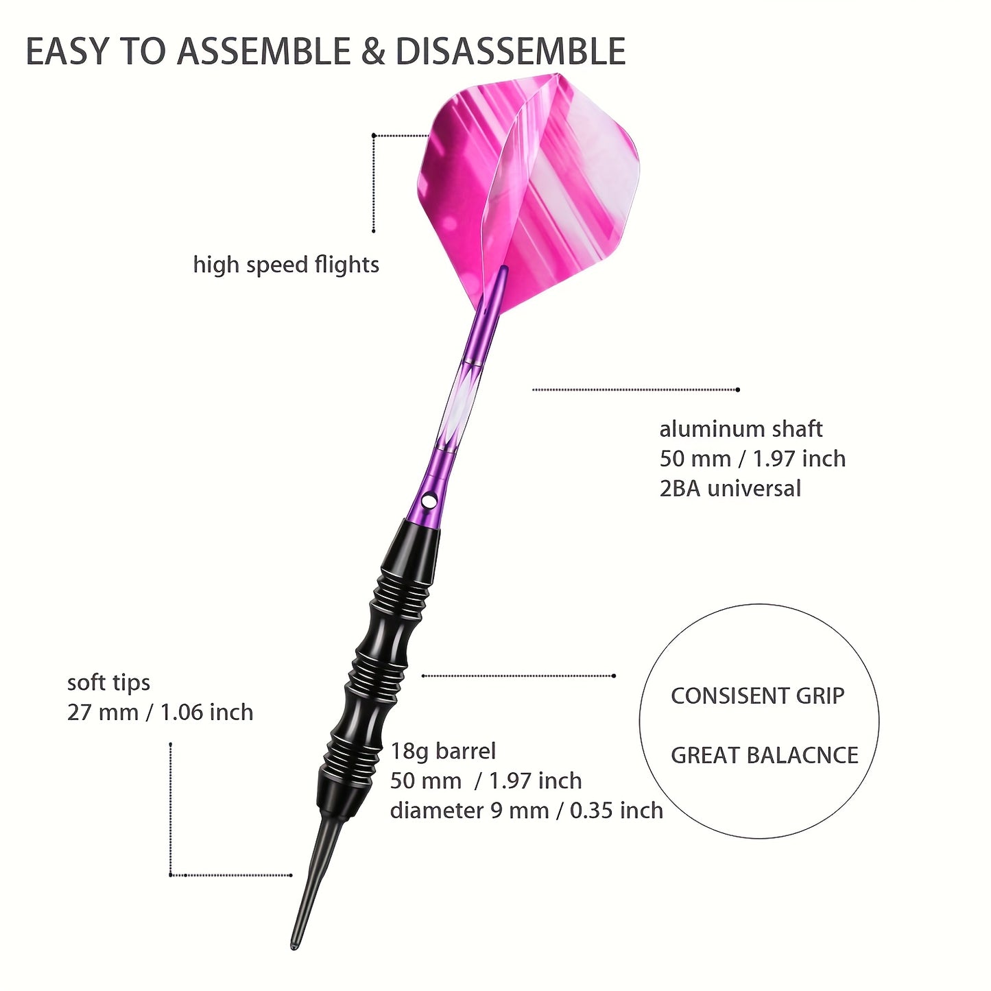 Soft Tip Dart Set Three 20g For Electronic Dartboards