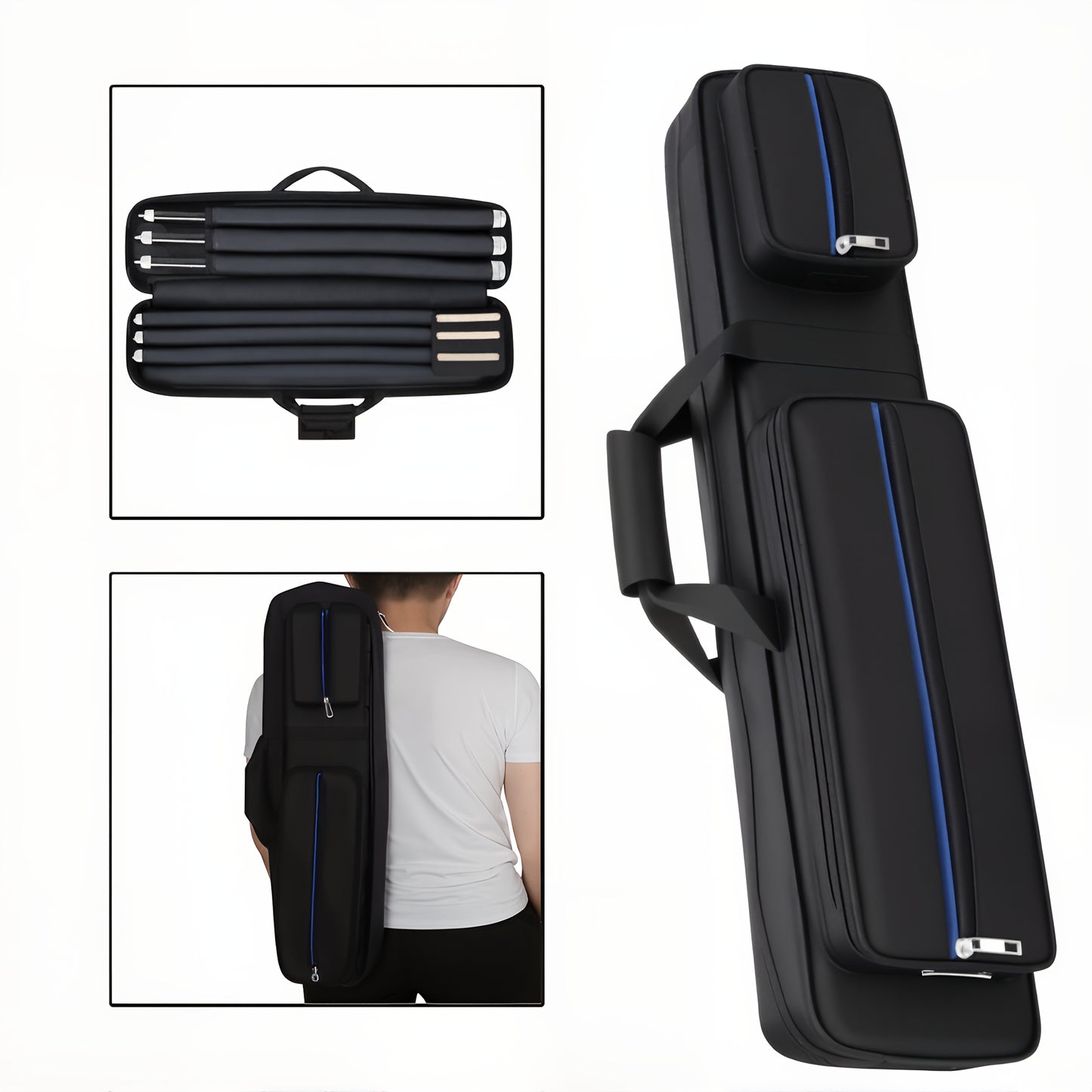 Oxford Soft Paddle Pool Cue Case And Ping Pong Cue Bag With Large Front Pockets