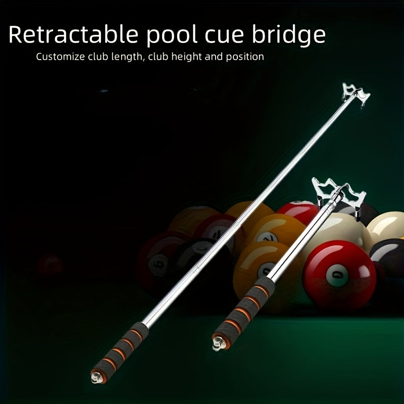 Adjustable Telescopic Pool Cue Holder With Extending Stand And Bridge