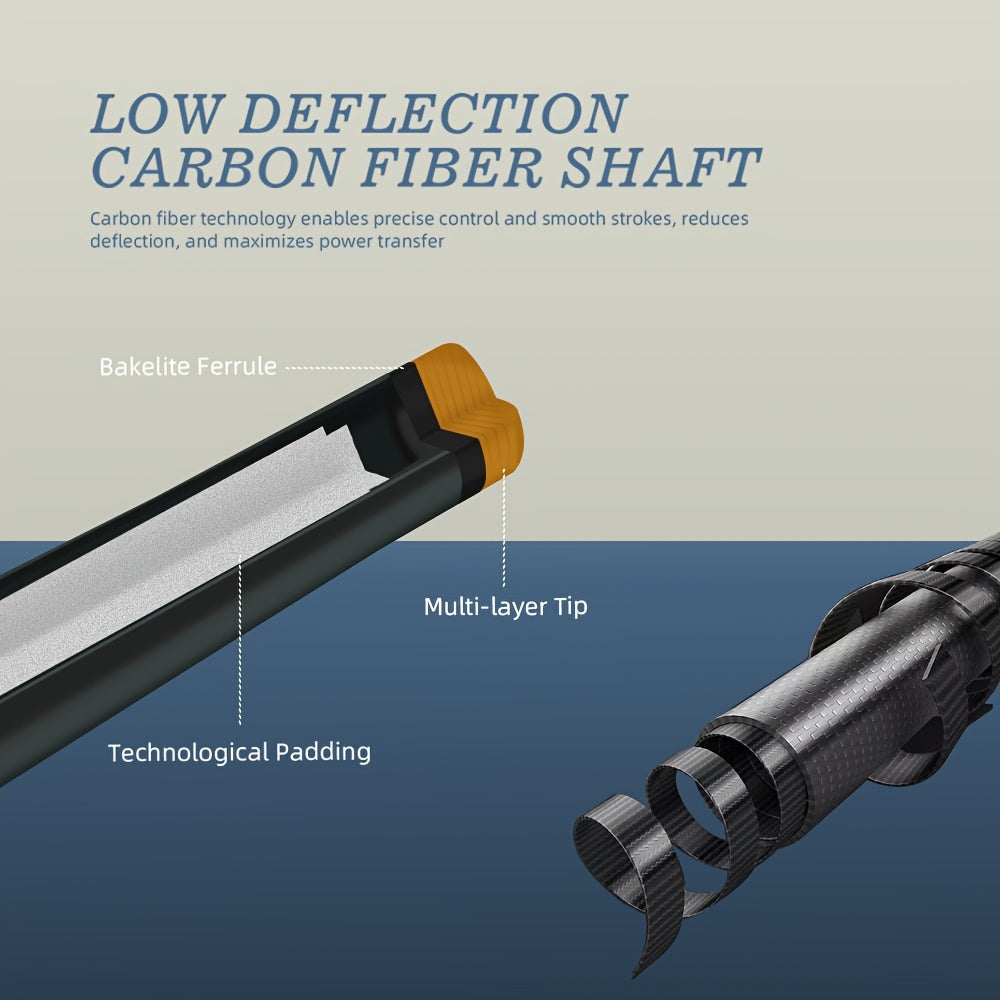 KONLLEN Carbon Fiber Pool Cue Low Deflection Handmade Inlay