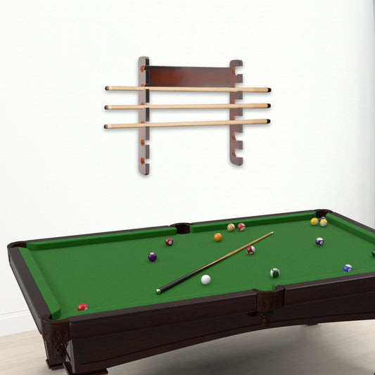 YIYIBYUS 6-Section Pine Wood Billiard Cue Holder Wall Mount