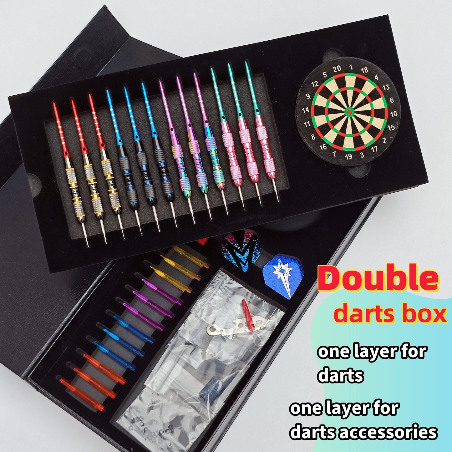 QTVIRA Dart Gift Set With 12 Darts And Tabletop Dartboard