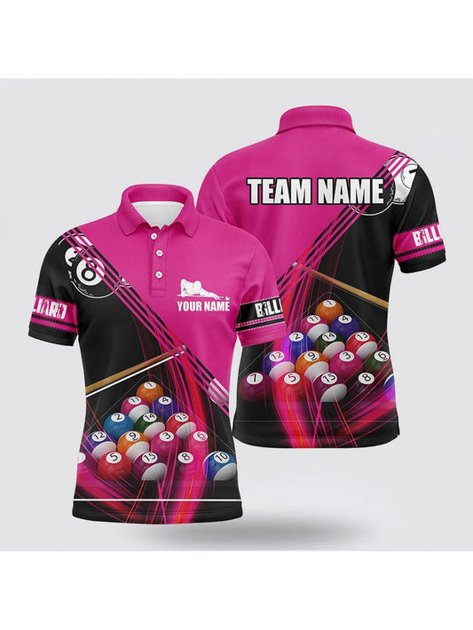 Men's Billiards Print Shirt With Lapel Collar Polyester