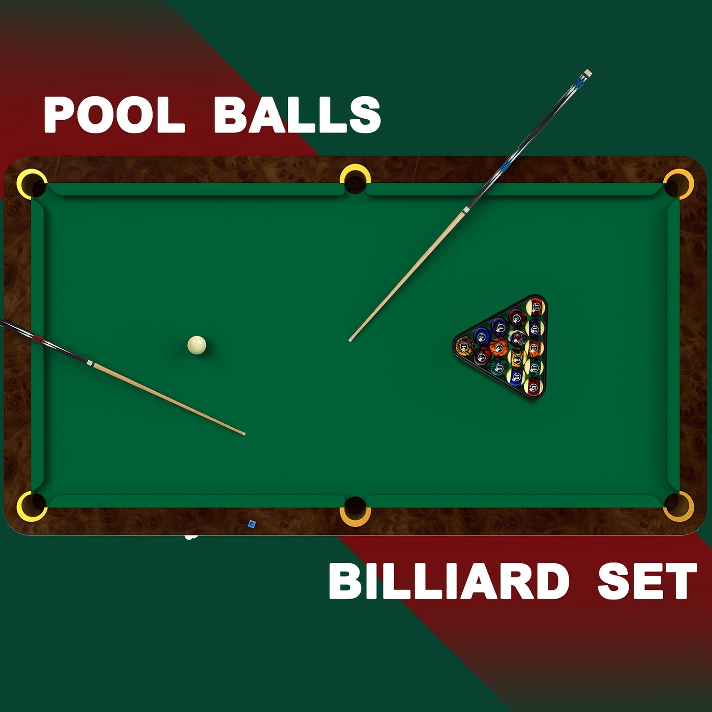 UNITTYPE 20pcs Billiard Pool Ball Set With 2 Cues Rack