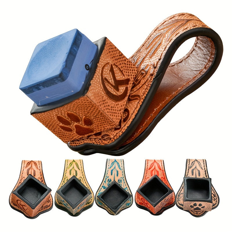 KONLLEN Leather Engraved Pool Chalk Holder Magnetic Billiards Accessory