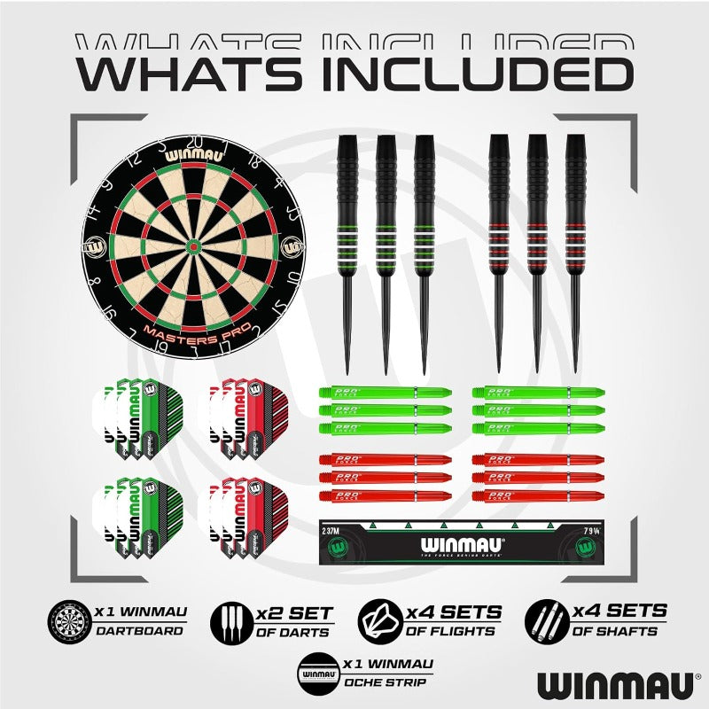 Winmau Masters Pro Bristle Dartboard Set With Steel Tip Darts