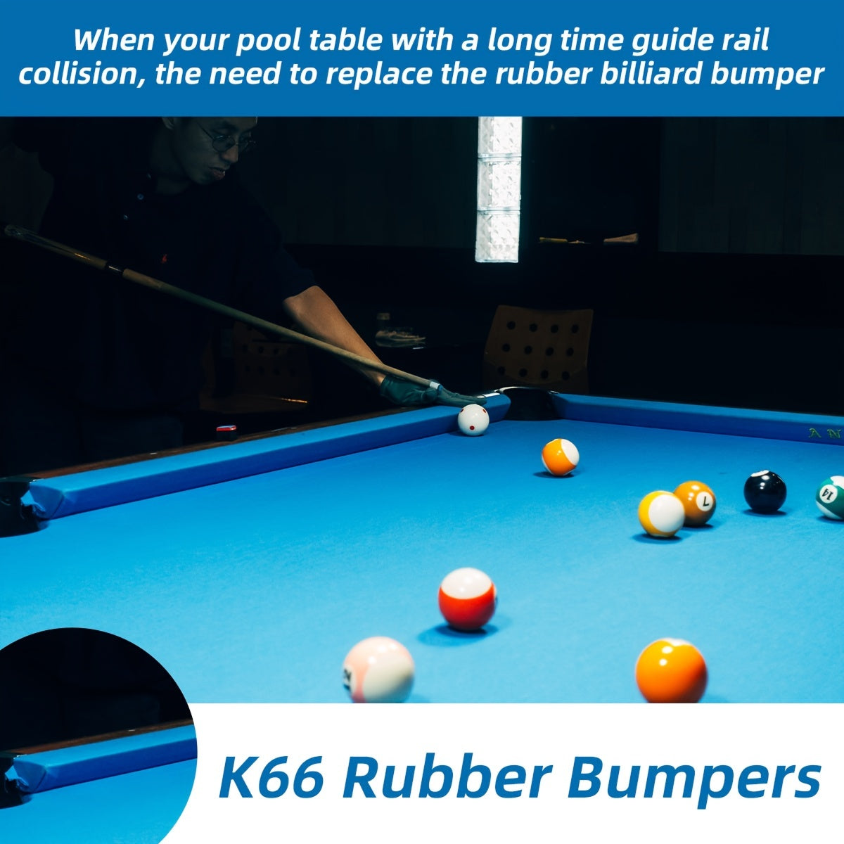 Scott Edward 6pcs K66 Billiard Table Rubber Bumper Set